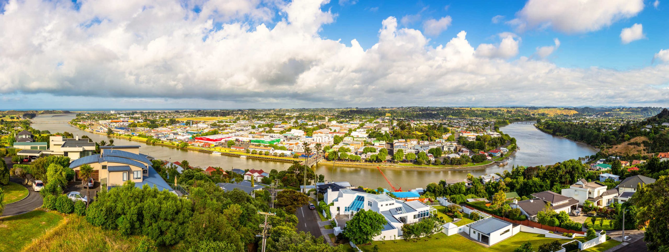A panorama looking over the city of Whanganui, New Zealand