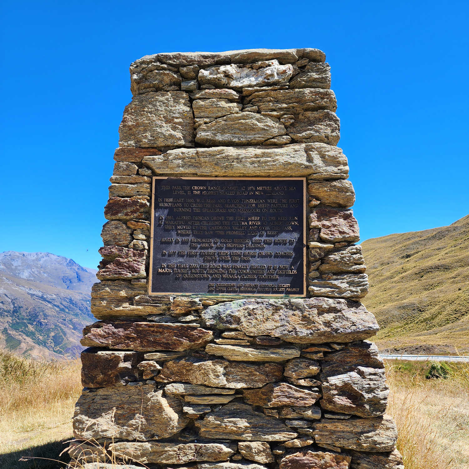 Crown Road, Cardrona memorial location upper lookout, South Island, New Zealand