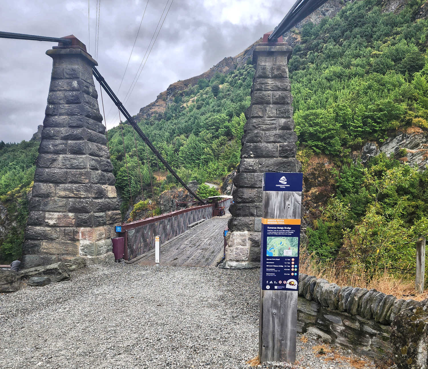 Kawarau historic suspension bridge, AJ Hackett Bungy Jump location, Wanaka, South Island