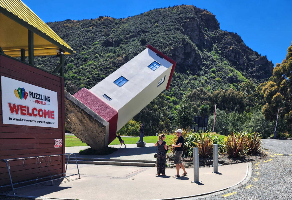 Wanaka selfie location, Puzzling World entrance, South Island, New Zealand