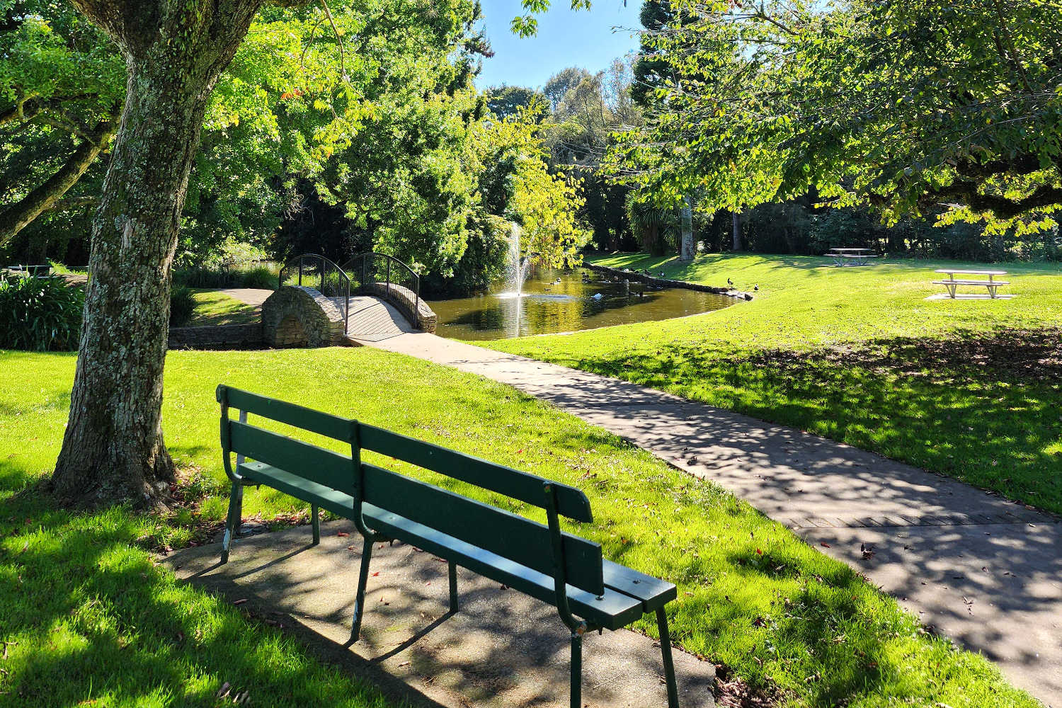 Te Awamutu War Memorial Park, seats, restful places, Waikato, New Zealand