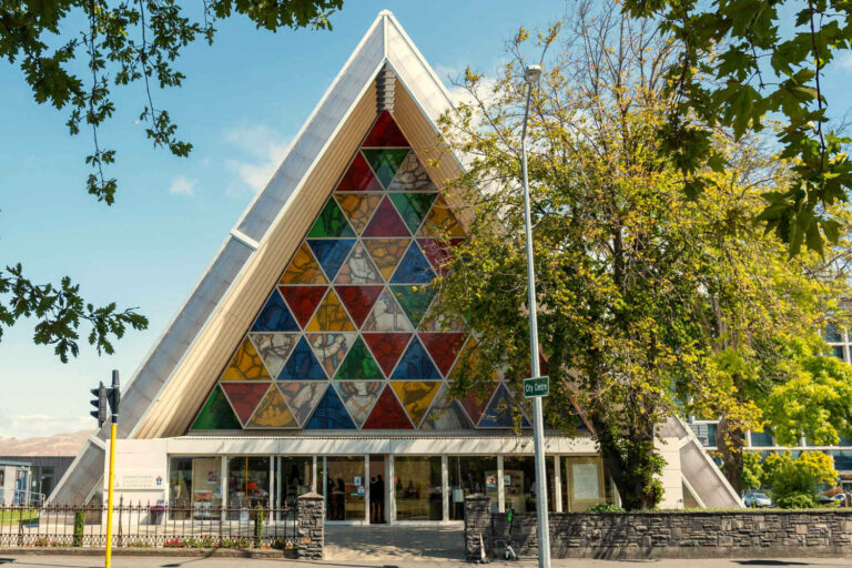 Christchurch transitional cathedral exterior view Canterbury NZ
