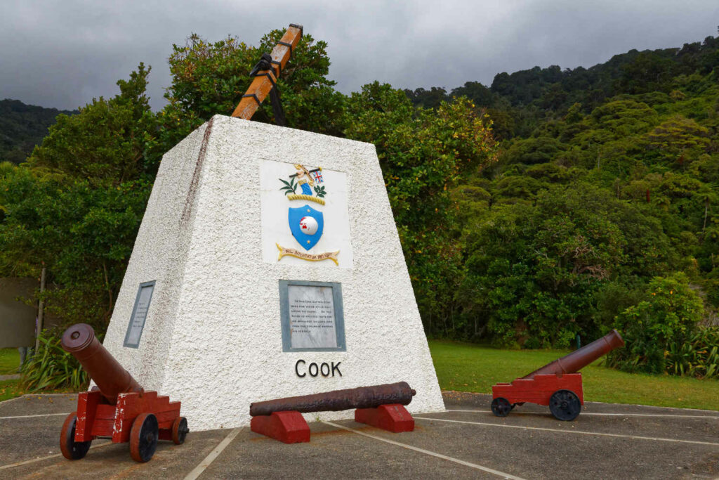 Cook memorial Ship Cove, Marlborough Sounds, New Zealand