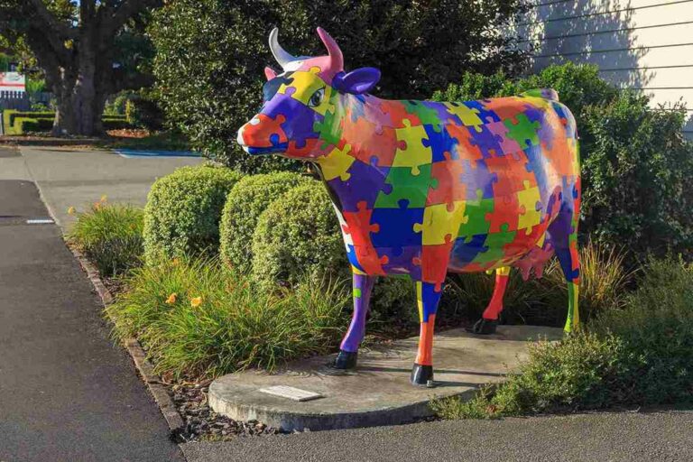 Peace of the Puzzle cow sculpture