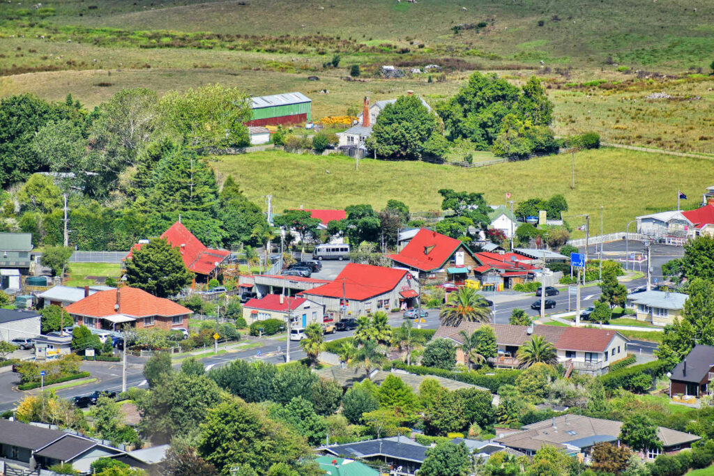 Clevedon village center aerial view, Auckland, NZ