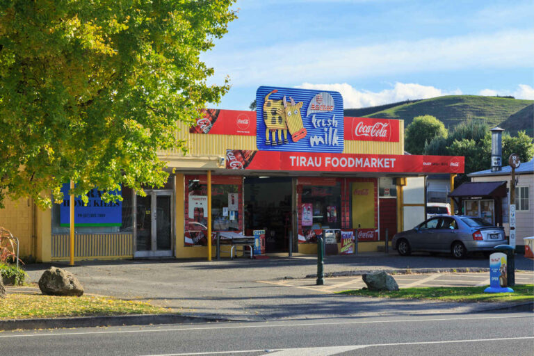 Tirau, New Zealand. `Foodmarket` on main street